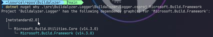 dotnet nuget why command output